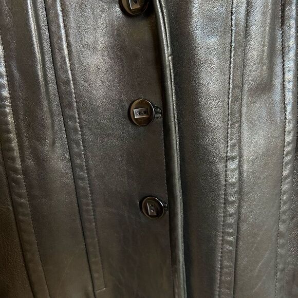 Vintage Avanti NY Women’s Genuine Black Leather Button Tapered Jacket XL - Picture 7 of 10